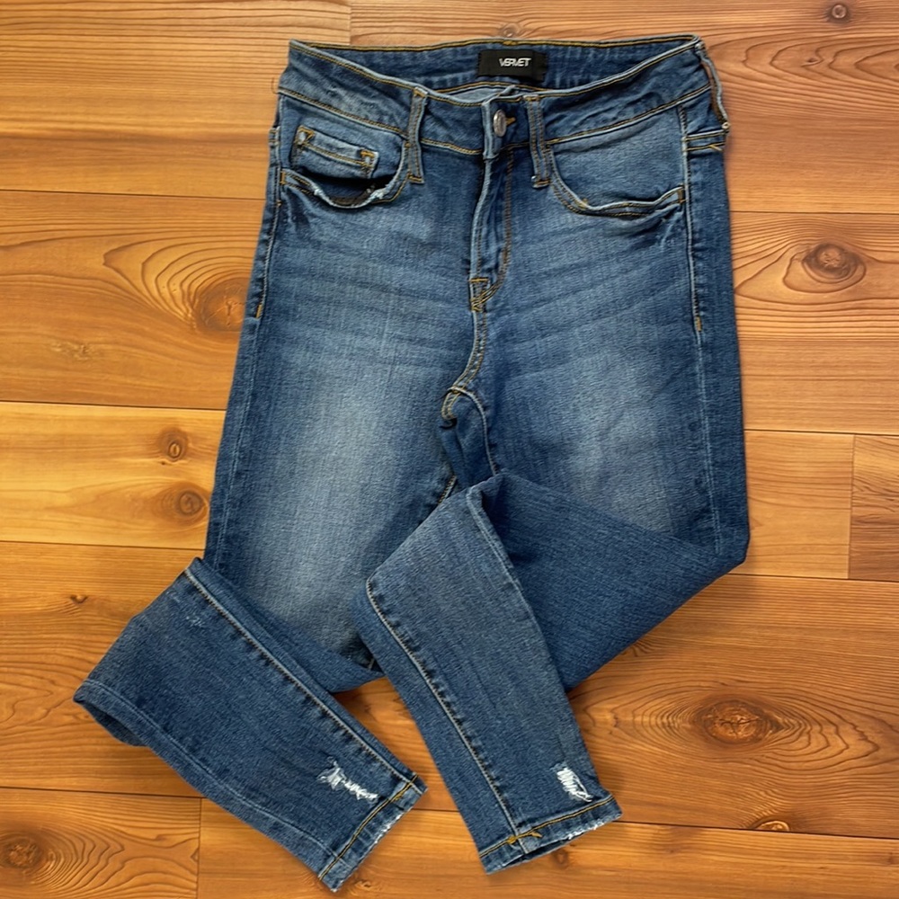 Vervet Ankle Skinny Fit Low Rise Denim Jeans Stretchy Medium Dark Wash 24 XS